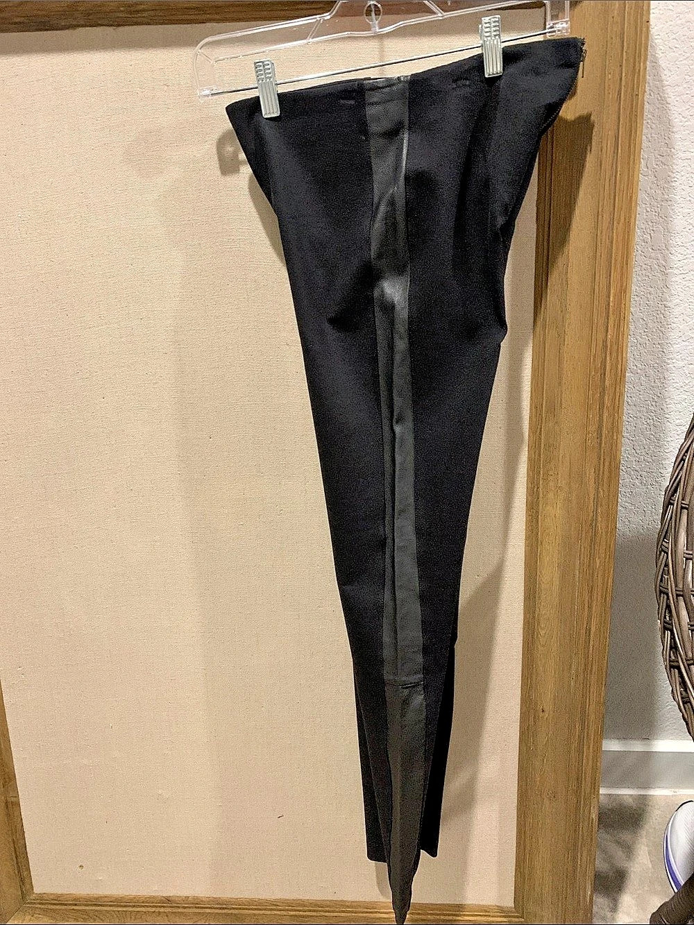 J. Crew Pixie Pant in Leather Tuxedo Stripe Black Leggings